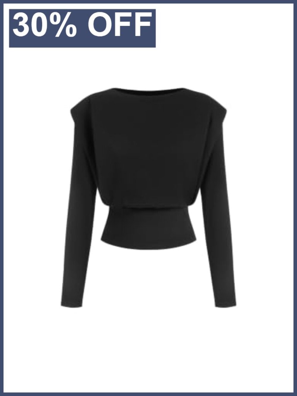 CIDER Fitted Waist Cropped Padded Shoulder Knit Pullover